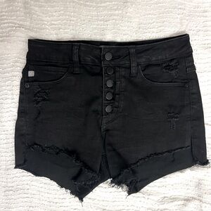 Just USA Black Denim Micro Shorts Size Small Button Fly Cutoff Jean Shorts